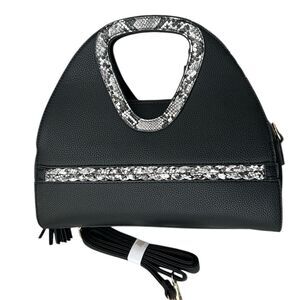 American Bee Black Snakeskin Crossbody Purse NWT